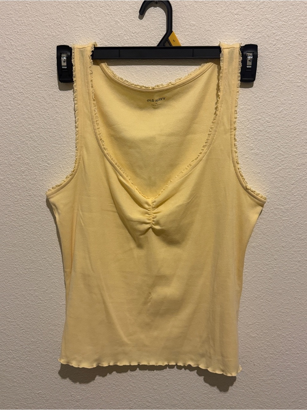 Old Navy Soft Yellow V-Neck Ruched Tank